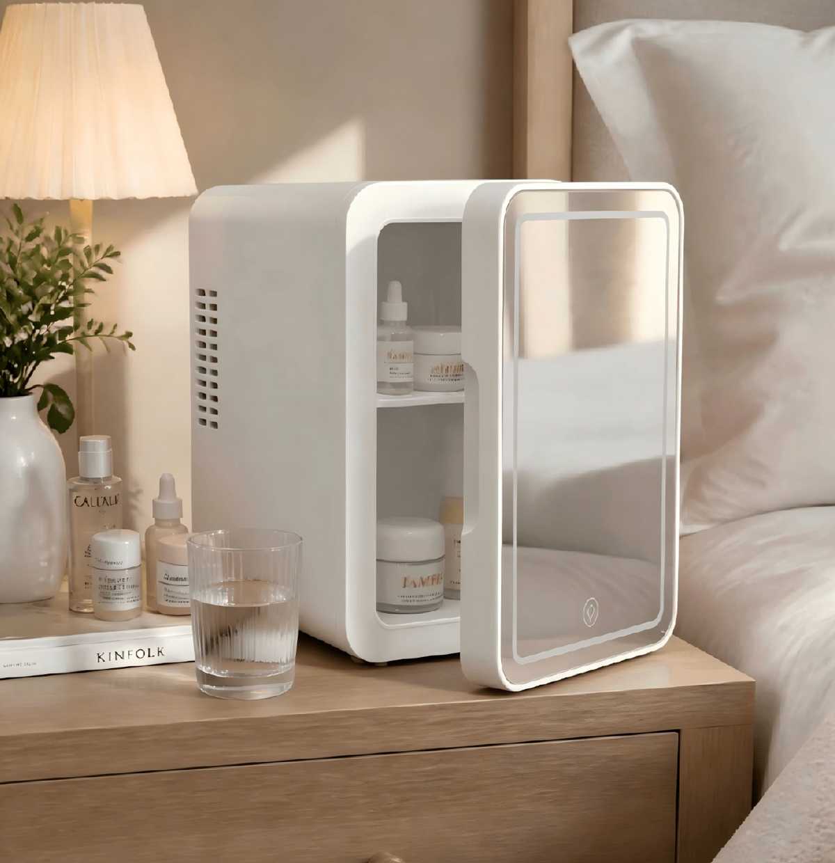 4L Skincare Mini Fridge with 3-Colour LED Mirror