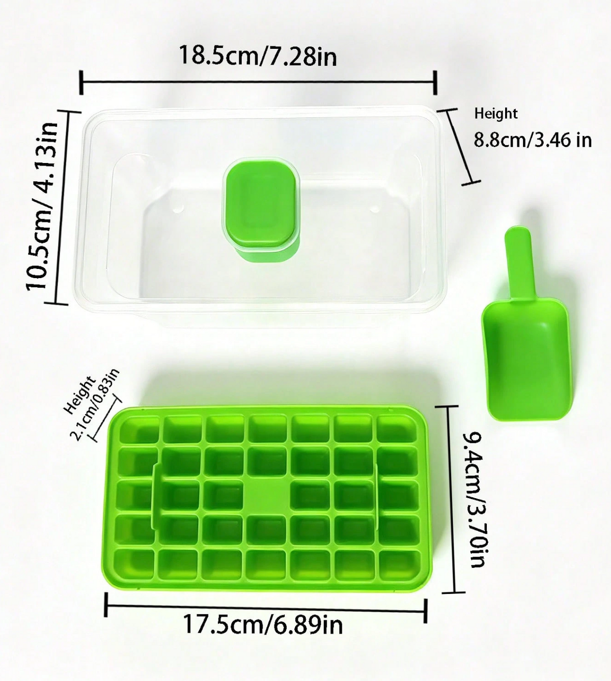 Easy-Release Ice Cube Tray with Scoop & Storage Box 68 Grid