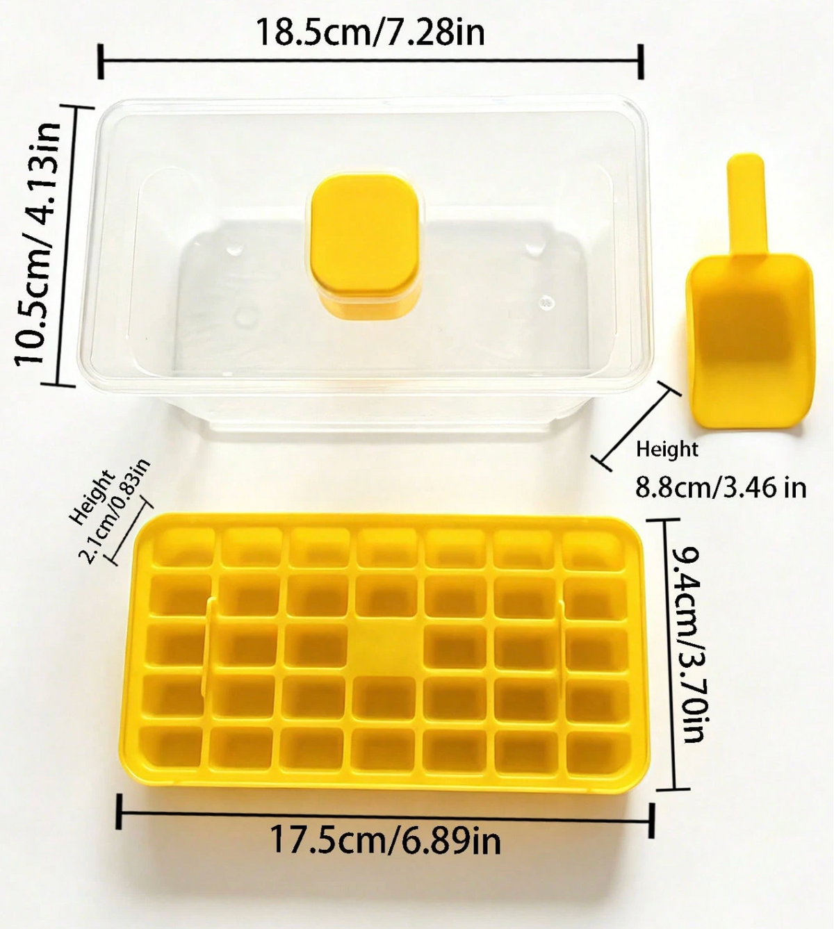 Easy-Release Ice Cube Tray with Scoop & Storage Box 68 Grid
