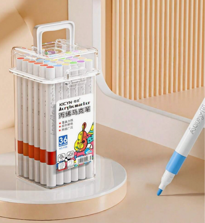 Portable Acrylic Marker Set with Storage Bucket