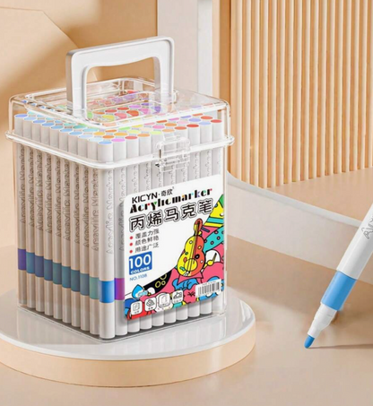 Portable Acrylic Marker Set with Storage Bucket